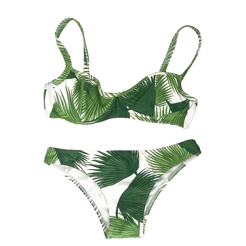 Agua De Coco Palm Leaf Two Piece Bikini Swim Wear Womens